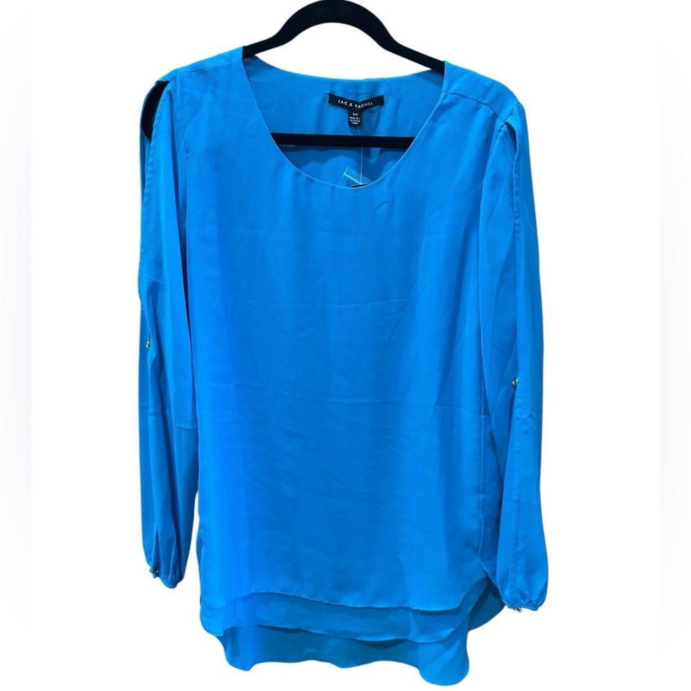 Zac & Rachel Sheer Turquoise Long Sleeve Top